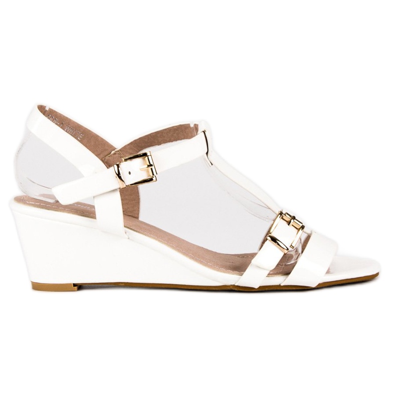 Beauty Girl'S Lakirane sandale na klin bijela