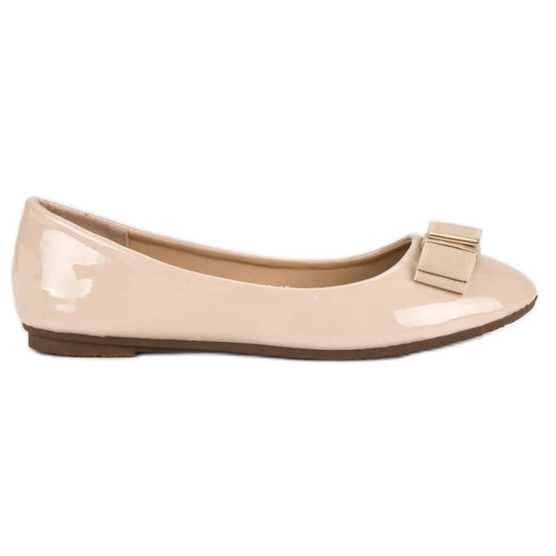 Lakirane balerinke s mašnom smeđa