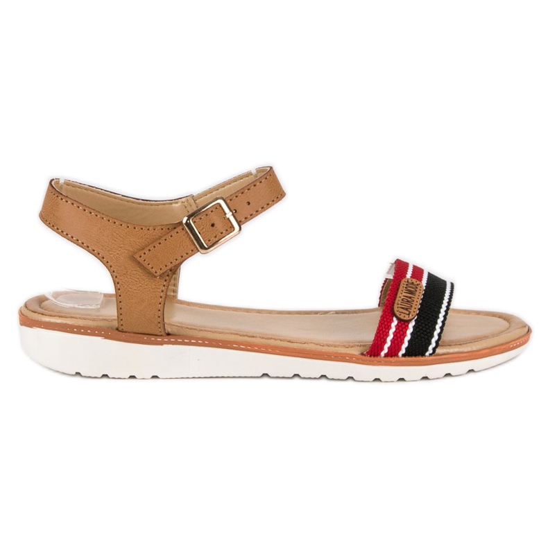 Laura Mode Tekstilne ravne sandale smeđa