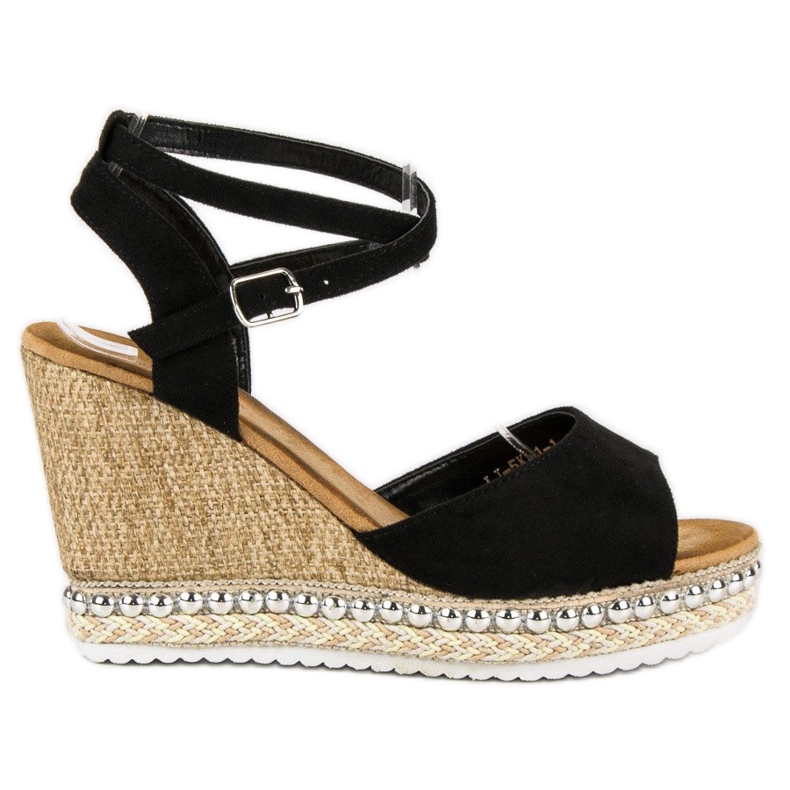 Best Shoes Sandale na klin crno