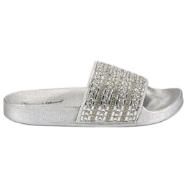 Elegantne srebrne papuče siva