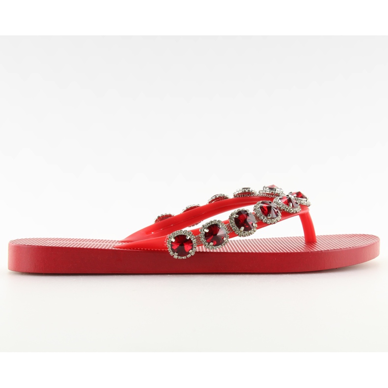 Elegantne flip-flops s crvenim JH69 crvenim kamenjem crvena