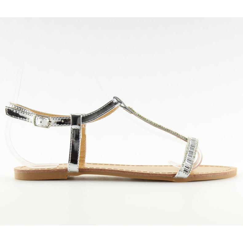 Srebrne sandale sa kubnim cirkonijem SY644 srebra siva