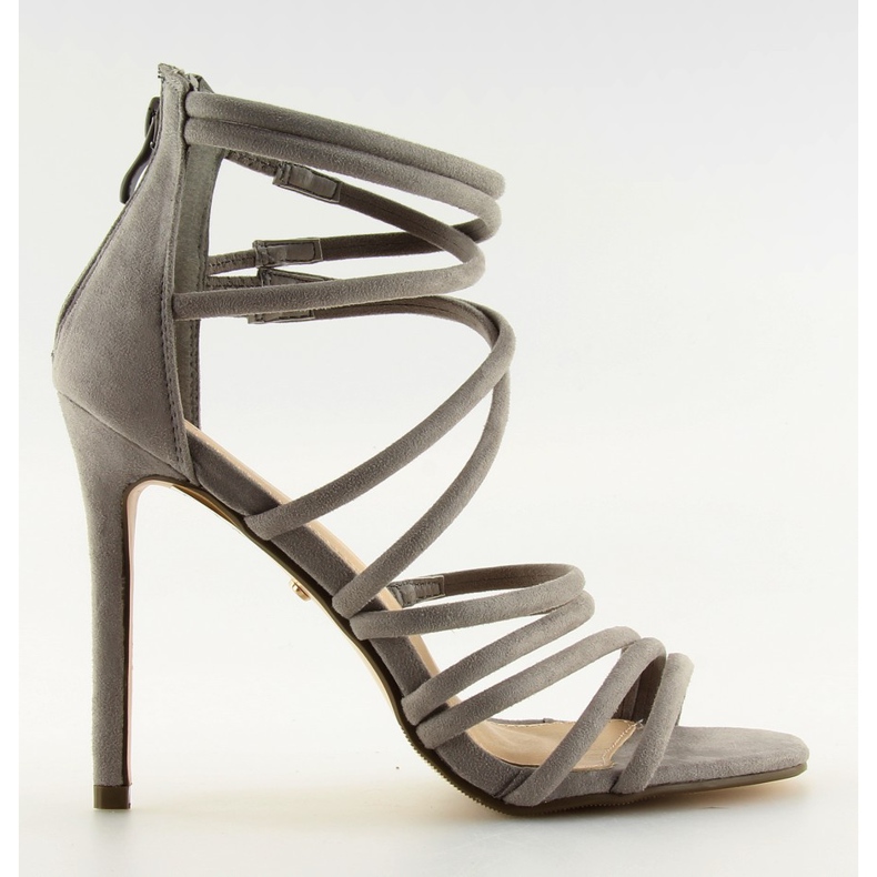 Sive sandale na sivu LE039 Sivu štiklu siva