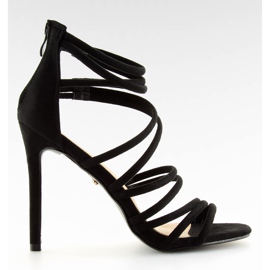 Crne LE039 crne sandale na visokoj potpetici crna