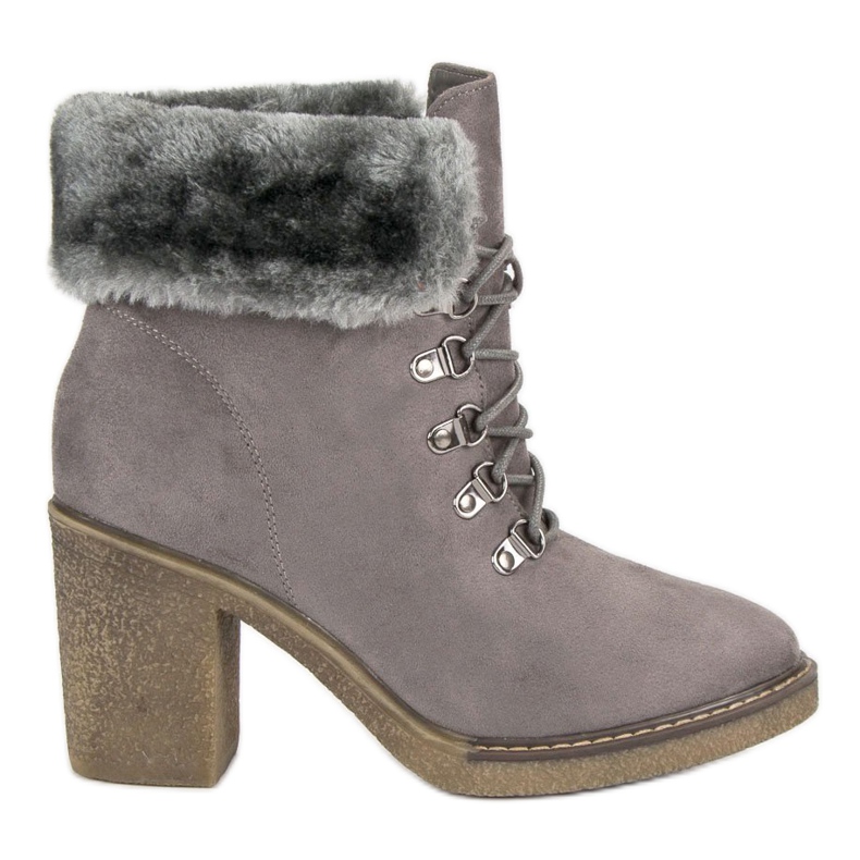 Seastar Čizme na vezanje s krznom siva