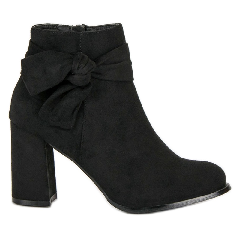 Čizme do gležnjača od antilopa na visoku petu crno