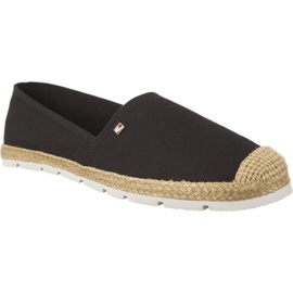 Espadrile s ravnim pamukom Tommy Hilfiger crno