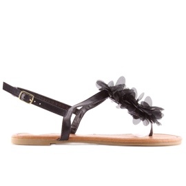 Crne sandale s cvijećem CK36P Crna