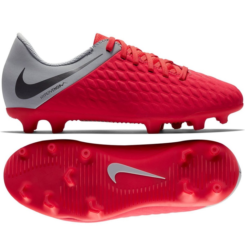 Nogometne cipele Nike Hypervenom Phantom 3Club Fg Jr AJ4146-600 raznobojna crvena