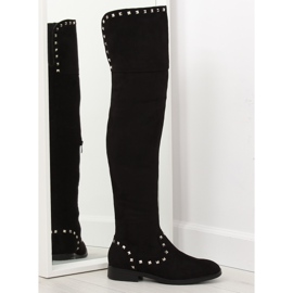 Crne ravne čizme za bedra T161 crna