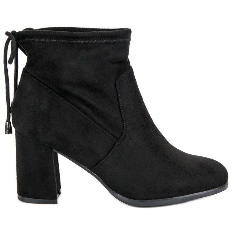 Čizme do gležnjača od antilopa na visoku petu crno