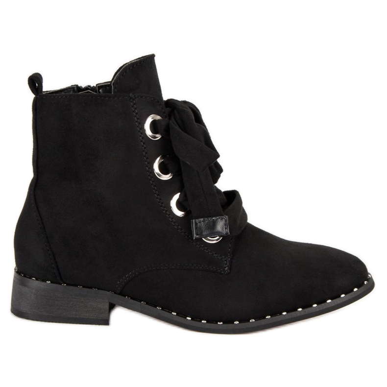 Suede čizme na čipku crno