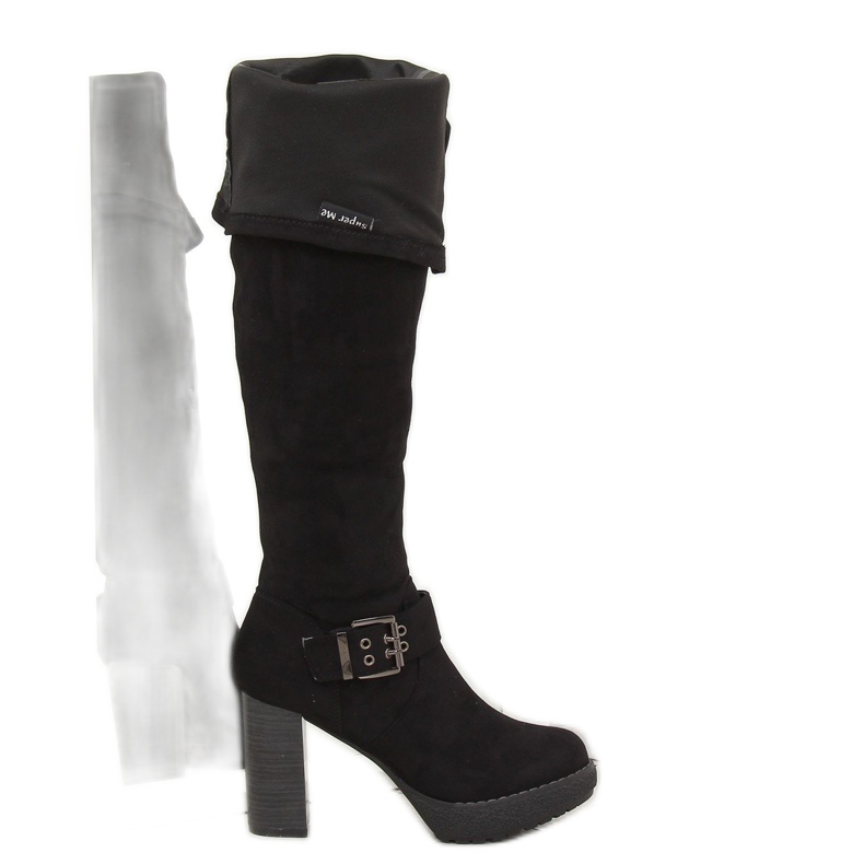 Crne čizme na platformu 862-GG Crne crno