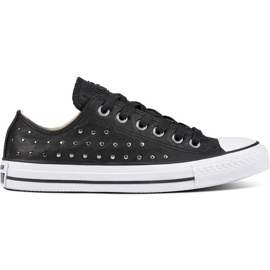 Converse Chuck Taylor All Star koža Crna crna Srebrna