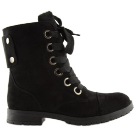 Čizme na vezanje crne 16-526 crne radnice crna