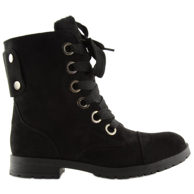 Čizme na vezanje crne 16-526 crne radnice crno