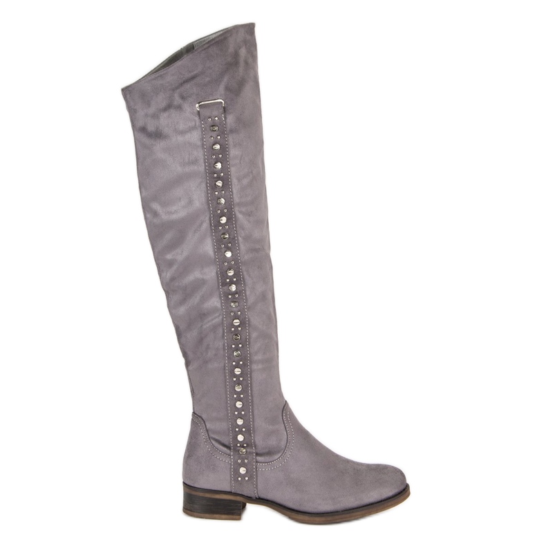 Super Me Čizme od antilopa s ravnim potpeticama siva