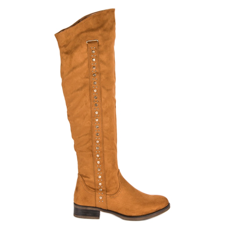 Super Me Čizme od antilopa s ravnim potpeticama smeđa