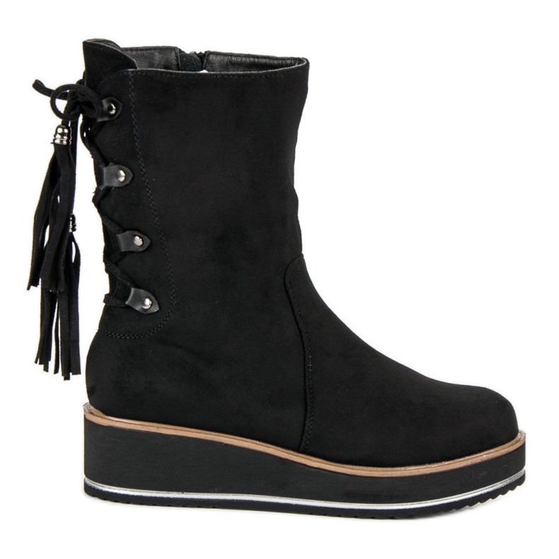 Forever Folie Čizme do gležnjača od antilopa na klin crno