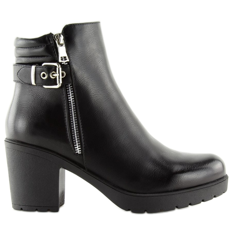 Crne čizme sa širokim potpeticama NS027P Crne crno