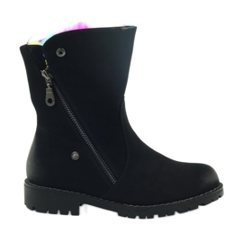 Sergio Leone Čizme s krznom u boji s patentnim zatvaračem crna višebojan