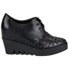 J. Star Ažurne cipele na klin crno