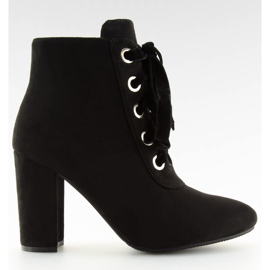 Crne čizme na vezanje s visokim potpeticama ZH781 crna