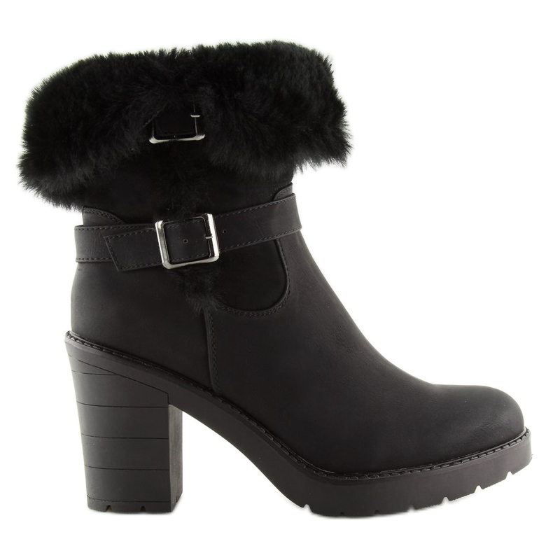 Crne polu čizme visoke pete T119 Crna crno