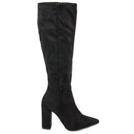 Small Swan Čizme od antilopa na visoku petu crna