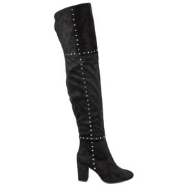 Crne čizme za bedra na stupu crna