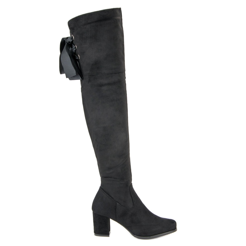 Queentina Elegantne čizme do bedara s visokim potpeticama crno