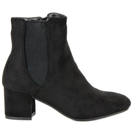 Top Shoes Čizme do gležnjača od antilopa na visoku petu crna