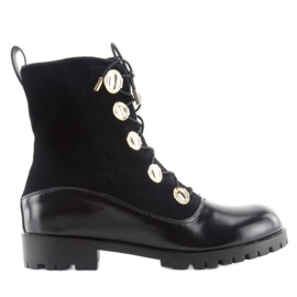 Radnici od velura s gumbima crni R113p Crni crna