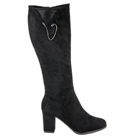 Čizme s visokom potpeticom od antilopa crna