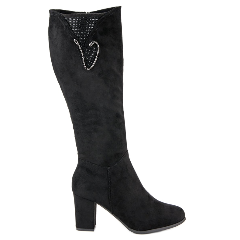 Čizme s visokom potpeticom od antilopa crno