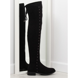 Crne čizme s ravnim potpeticama 7368 crno