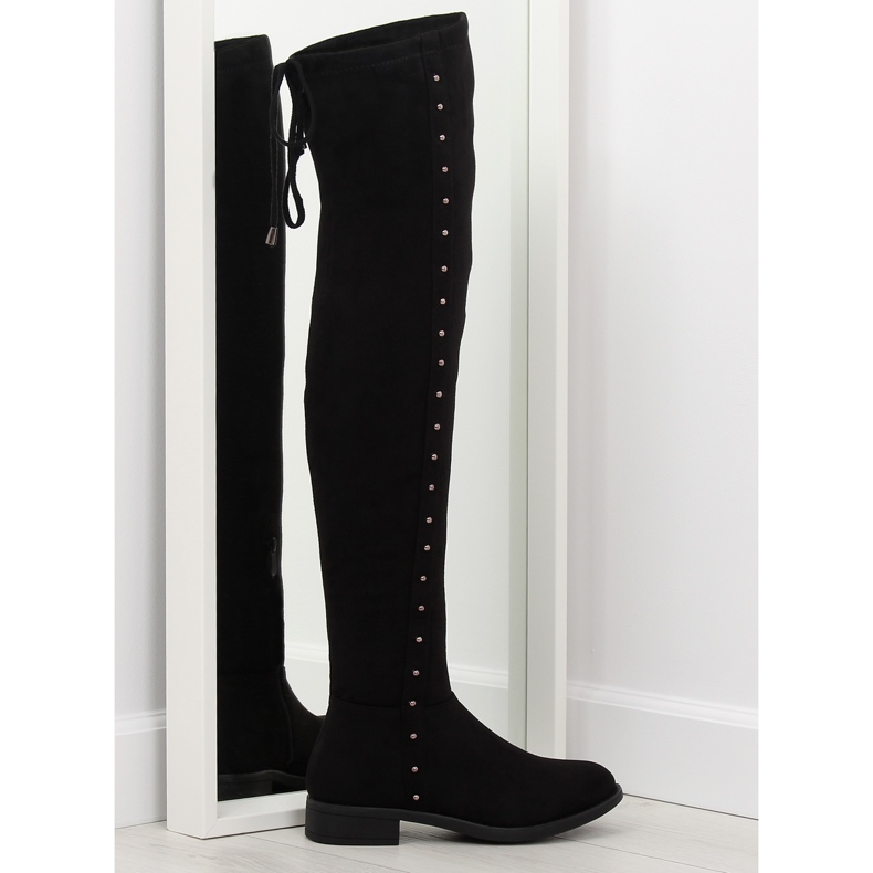 Crne čizme s ravnim potpeticama 7368 crno