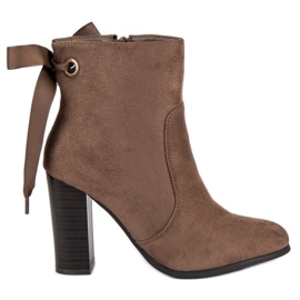 Super Mode Elegantne čizme na post smeđa