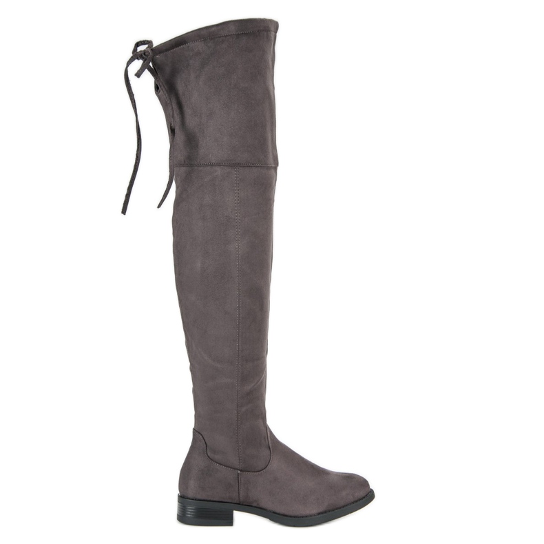 Sive čizme za bedra na ravnoj peti siva