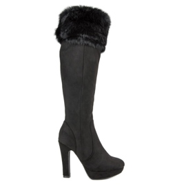 Super Me Čizme od bedra od antilopa s krznom crno