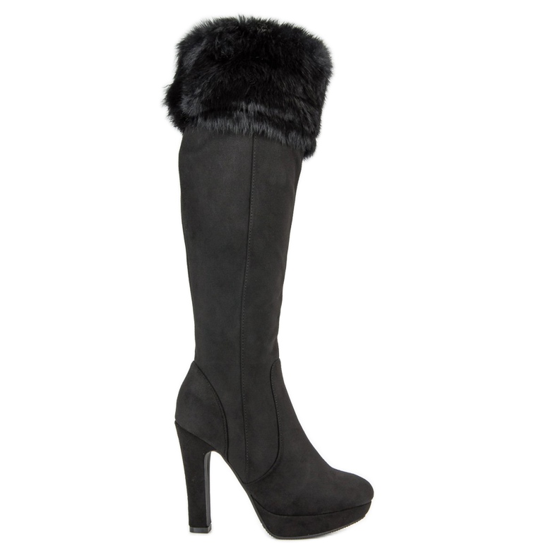 Super Me Čizme od bedra od antilopa s krznom crno