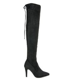 Cm Paris Čizme od bedra od antilopa na petu crna