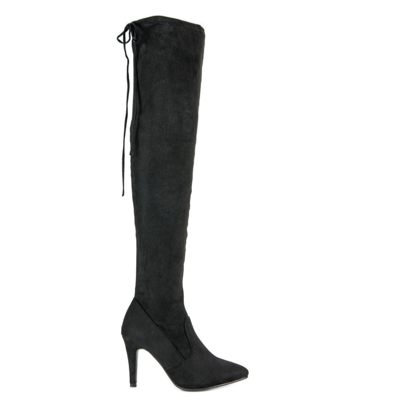 Cm Paris Čizme od bedra od antilopa na petu crno