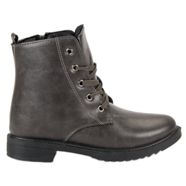 Klasične čizme na vezanje siva