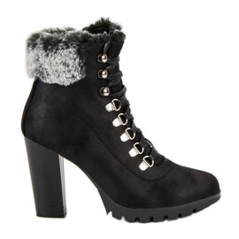 Cm Paris Čizme na vezicu na postu crno