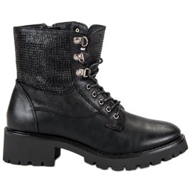 Ideal Shoes Radnici na čipci na platformi crna