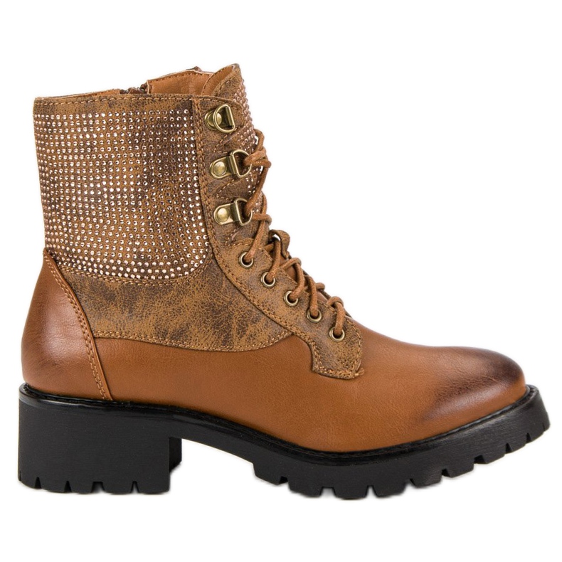 Ideal Shoes Radnici na čipci na platformi smeđa