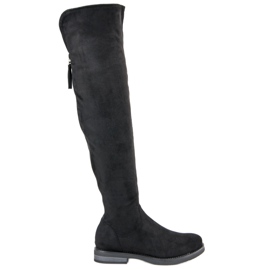 Čizme preko koljena s ukrasnim zatvaračem crna