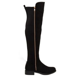 Čizme preko koljena s fleksibilnim gornjim dijelom crne boje DA01P Crna
